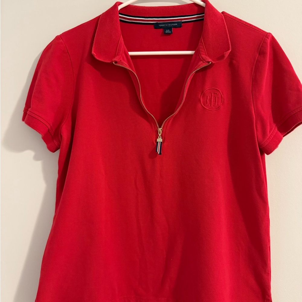 Tommy Hilfiger Women's Red Short Sleeve Polo
